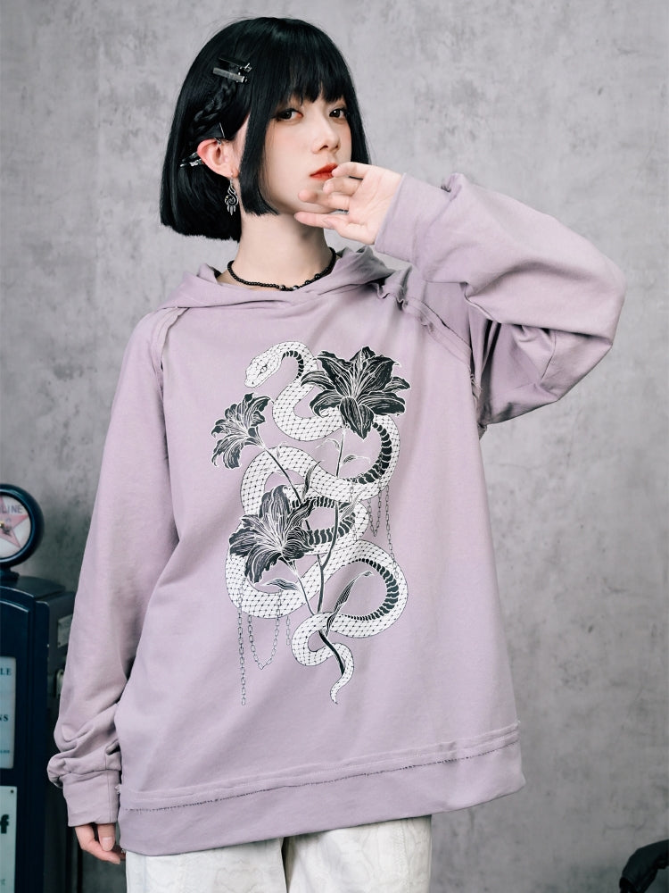 Snake Print Pullover Hoodie