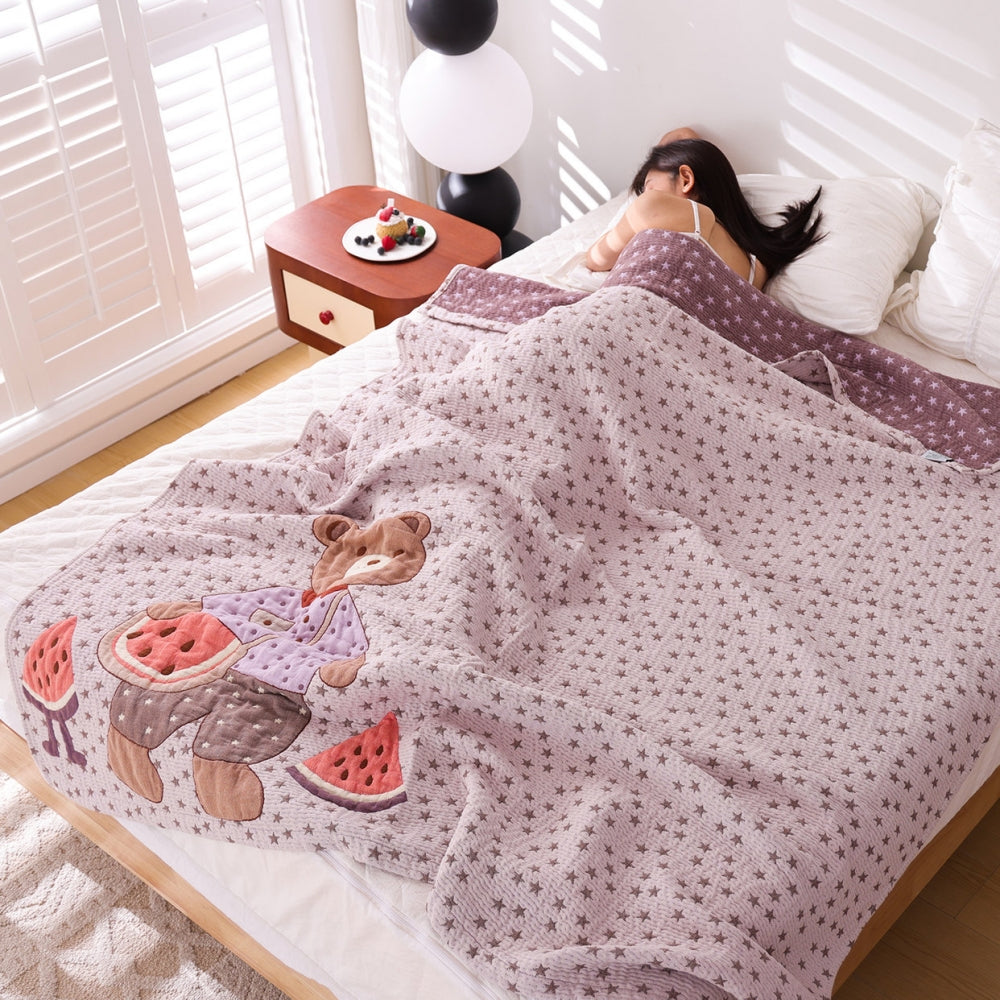 Summer Bear Watermelon Cartoon Blanket