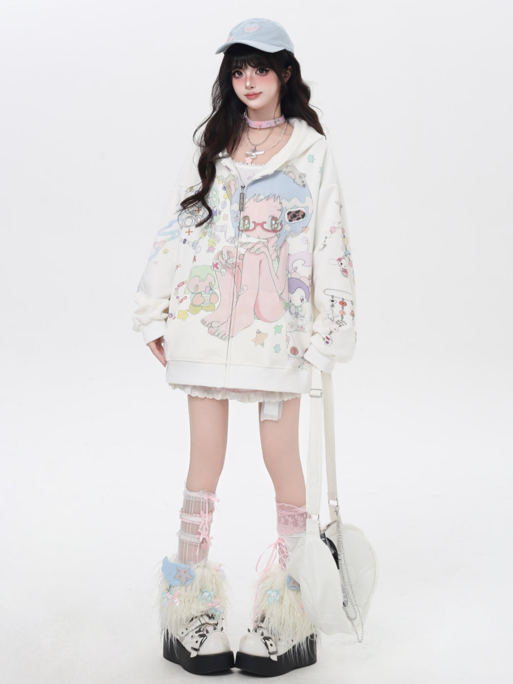 Sweet Y2K Anime Zip-Up Hoodie
