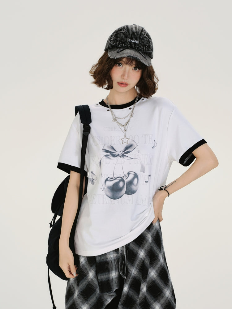 Sweetheart Cherry Print T-shirt