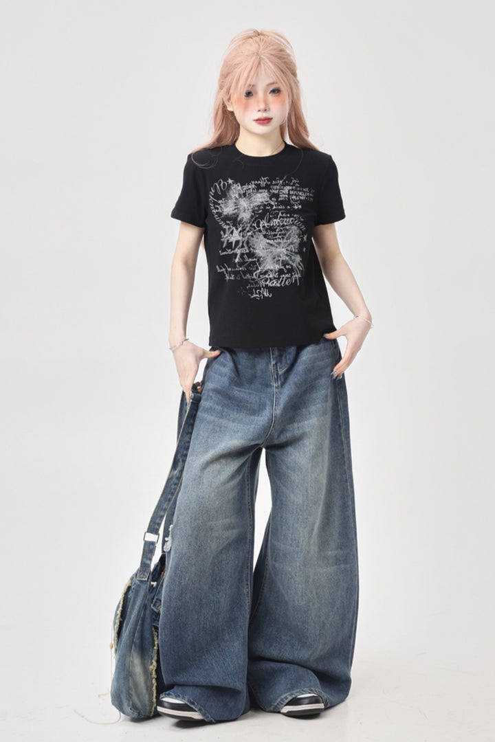 Unique Print Short-Sleeve T-Shirt