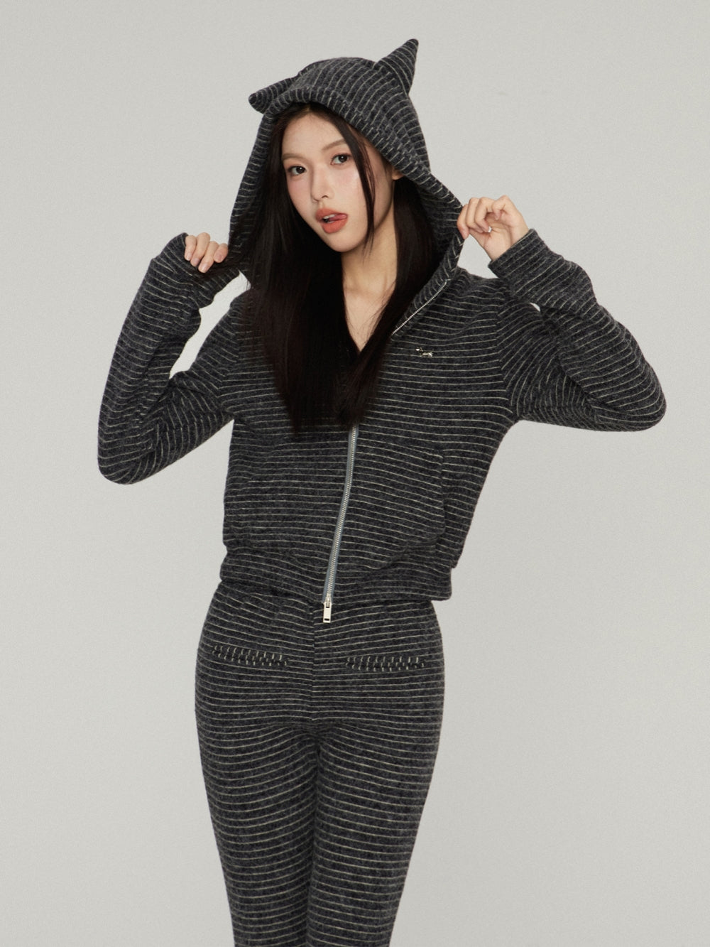 Vintage Striped Hoodie and Flared Pants