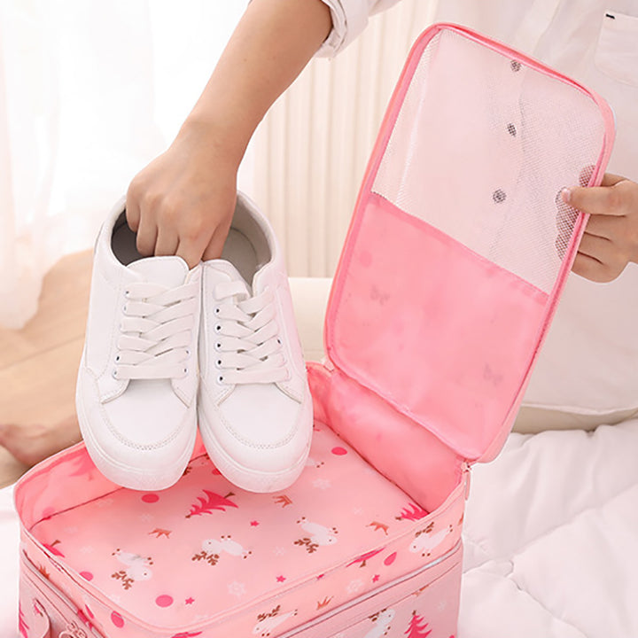 Rabbit Elephant Flamingo Lemon Alpaca Print Travel Shoes Bag Organizer