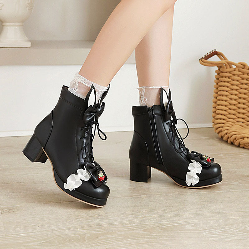 Sweet Strawberry Bunny Ears Boots