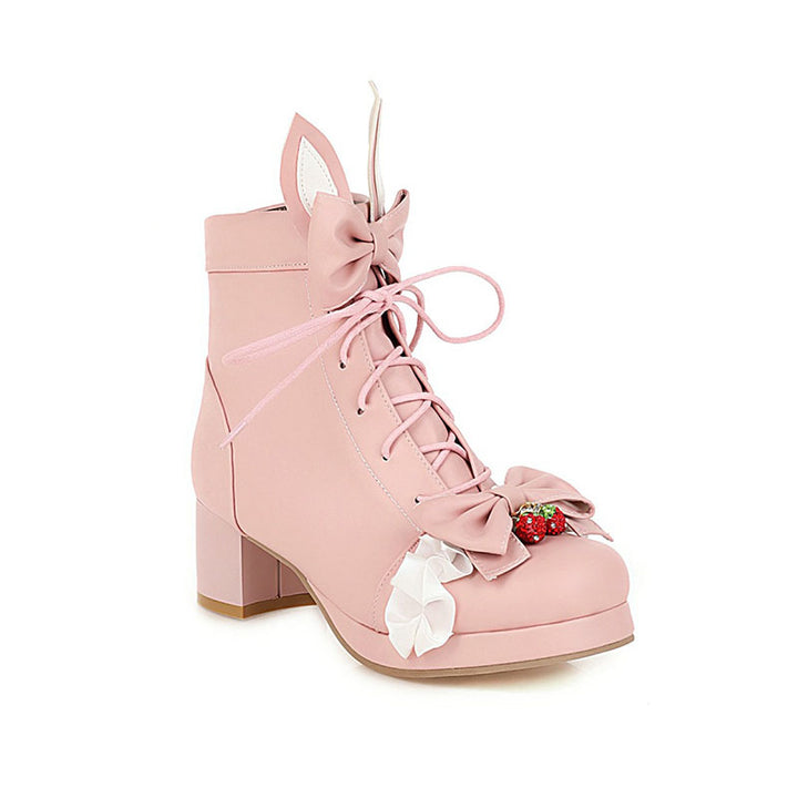 Sweet Strawberry Bunny Ears Boots