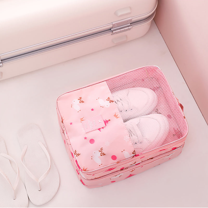 Rabbit Elephant Flamingo Lemon Alpaca Print Travel Shoes Bag Organizer