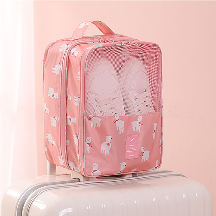 Rabbit Elephant Flamingo Lemon Alpaca Print Travel Shoes Bag Organizer