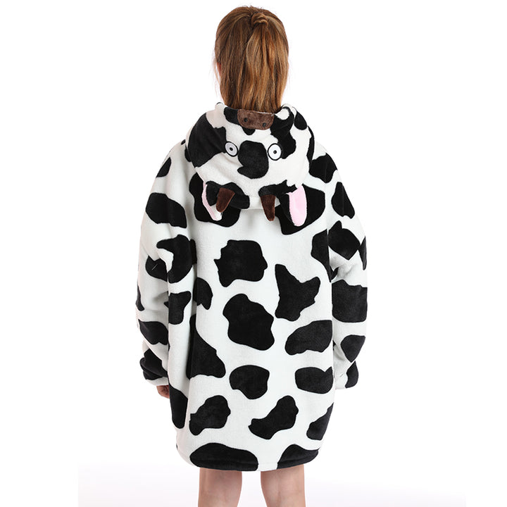 Cute Cow Oversize Fluffy Fleece Pajamas Sweatshirt