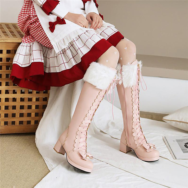 Lolita Bowknot Warm Knee High Boots