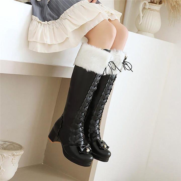 Lolita Bowknot Warm Knee High Boots
