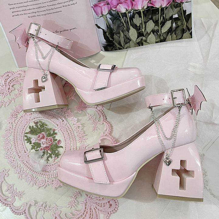 Bat Wings Cross Mary Janes-cybergutx