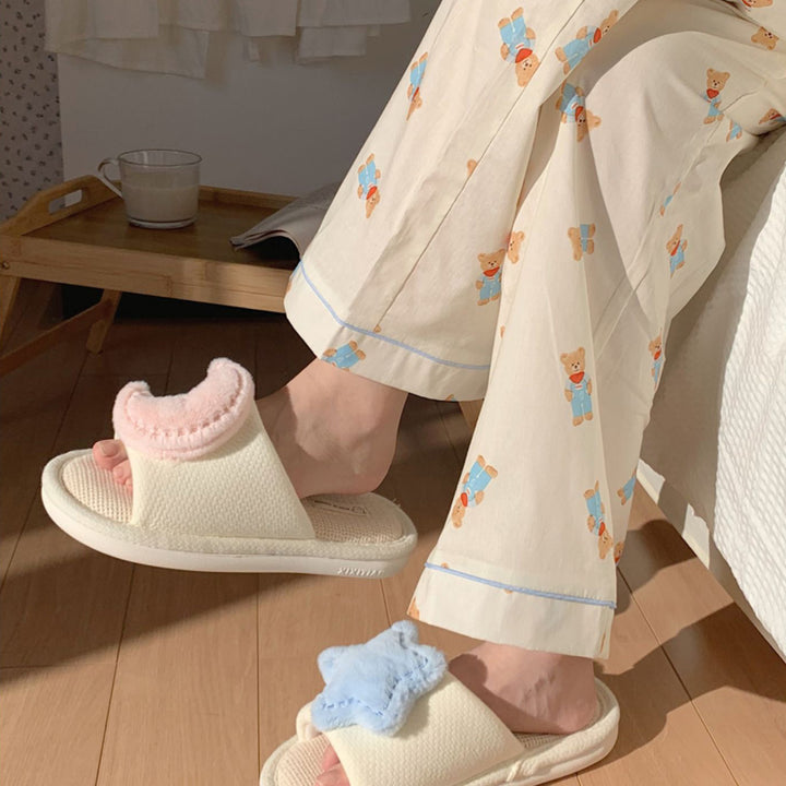 Moon Star Linen Slipper