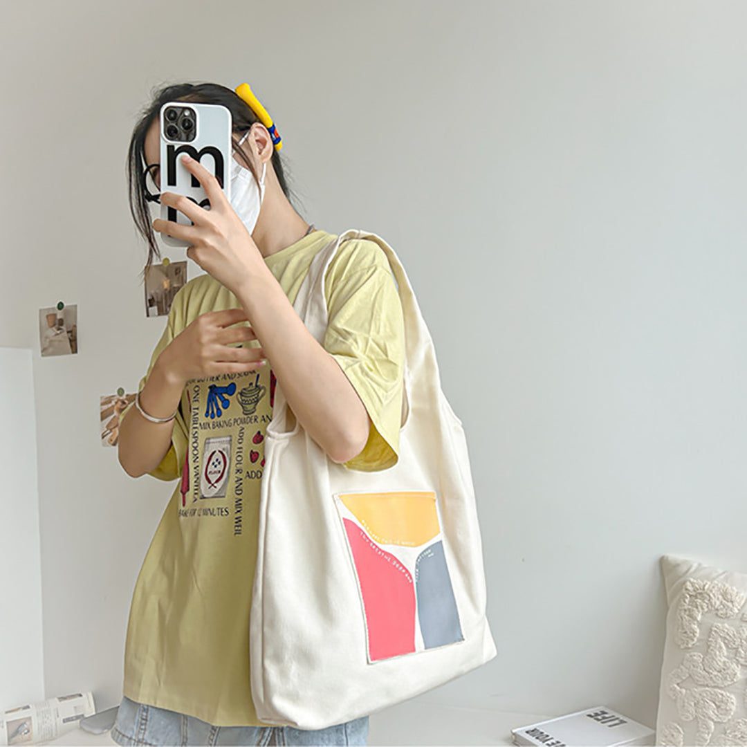 Simple Color Block Tote Bag