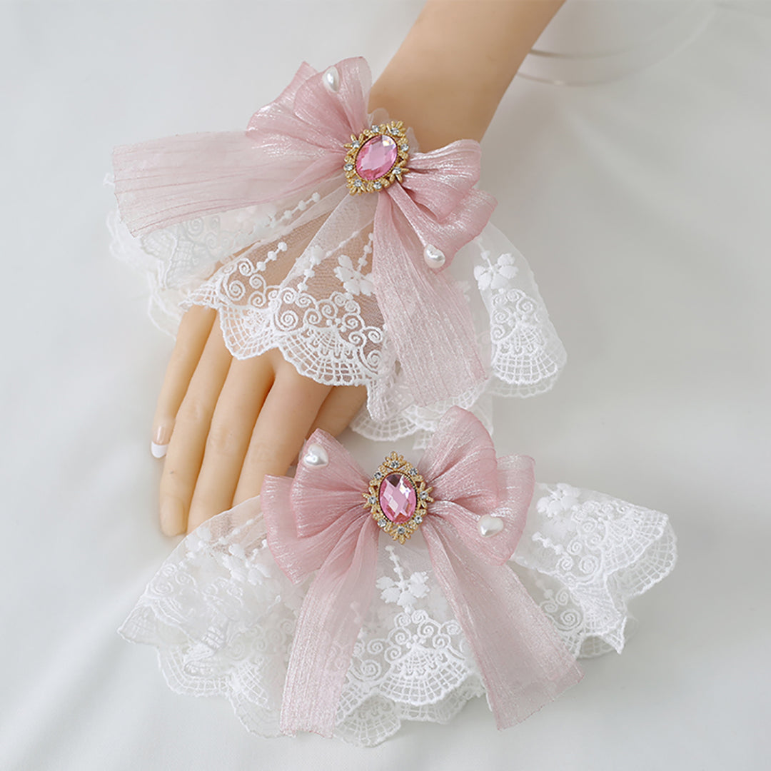 Ribbon Gem Pendant Lace Wristlet