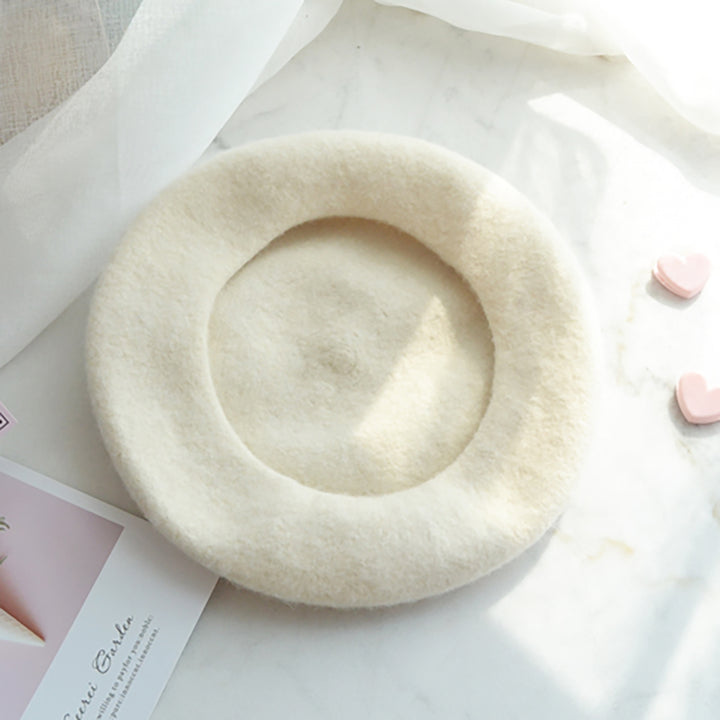 Panda Back White Beret Hat