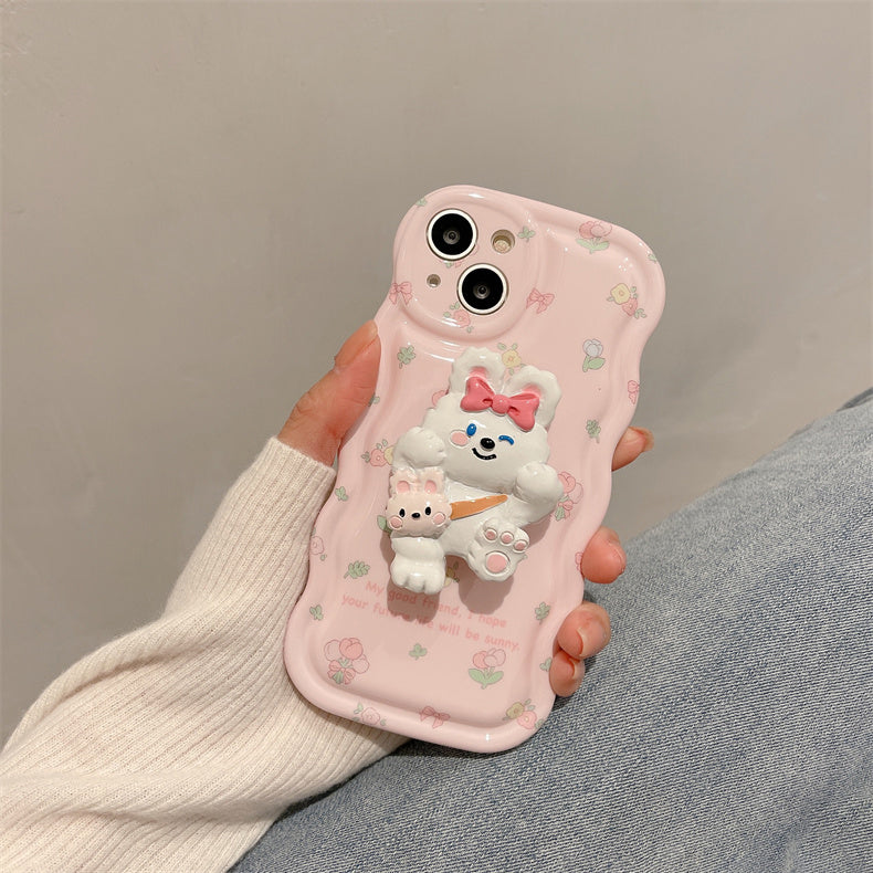 Flowers Bunny iPhone Case with PopSocket Holder