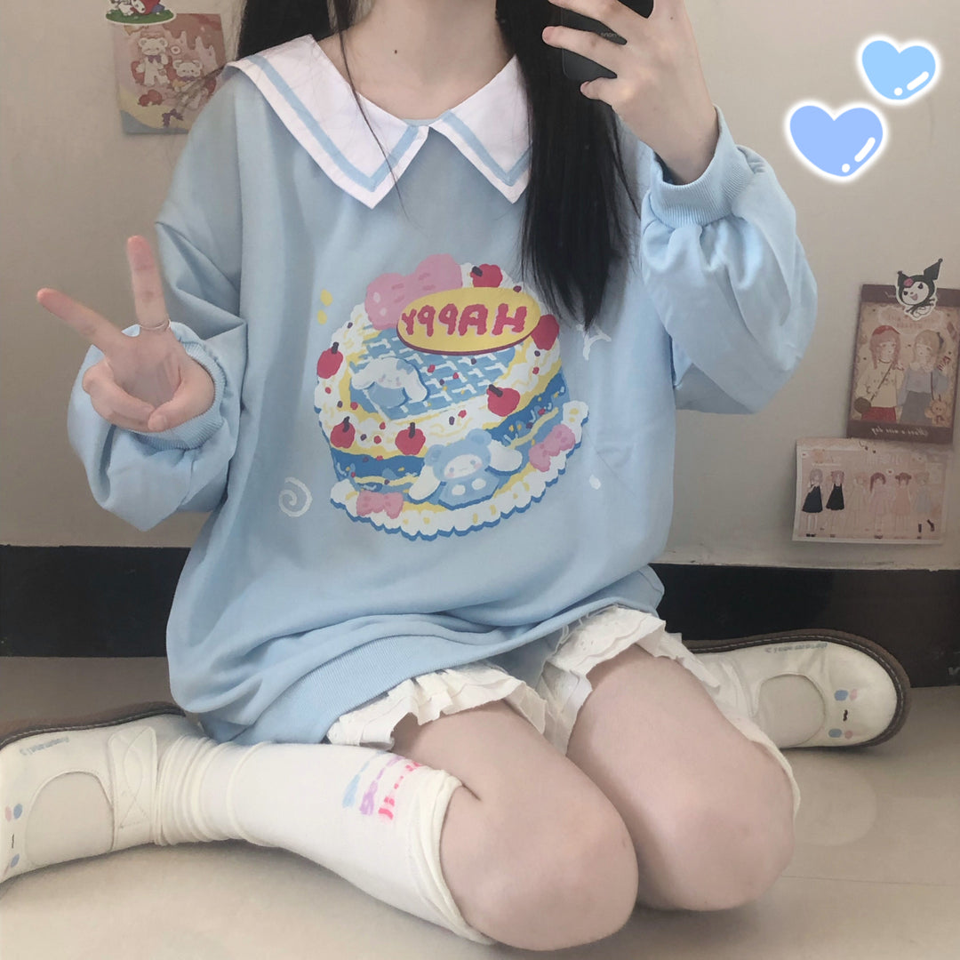 Sweet Pastel Cake Pastry Printed Sweater