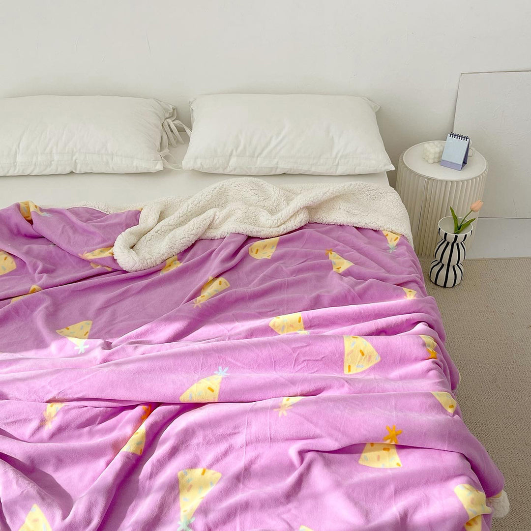 Party Hat Print Velvet Fleece Blanket