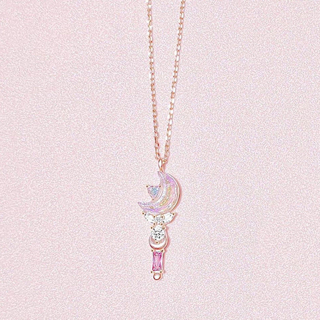 Magical Fairy Wand Pendant Silver Necklace