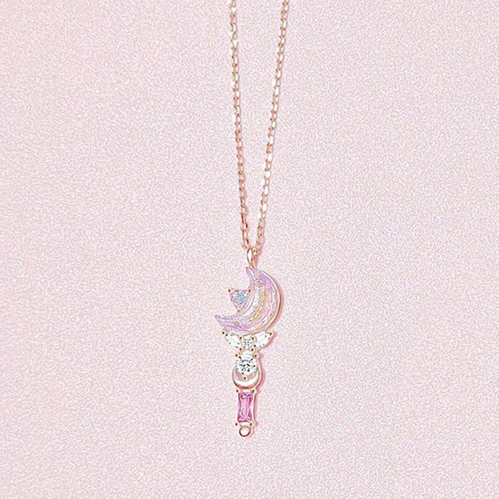 Magical Fairy Wand Pendant Silver Necklace