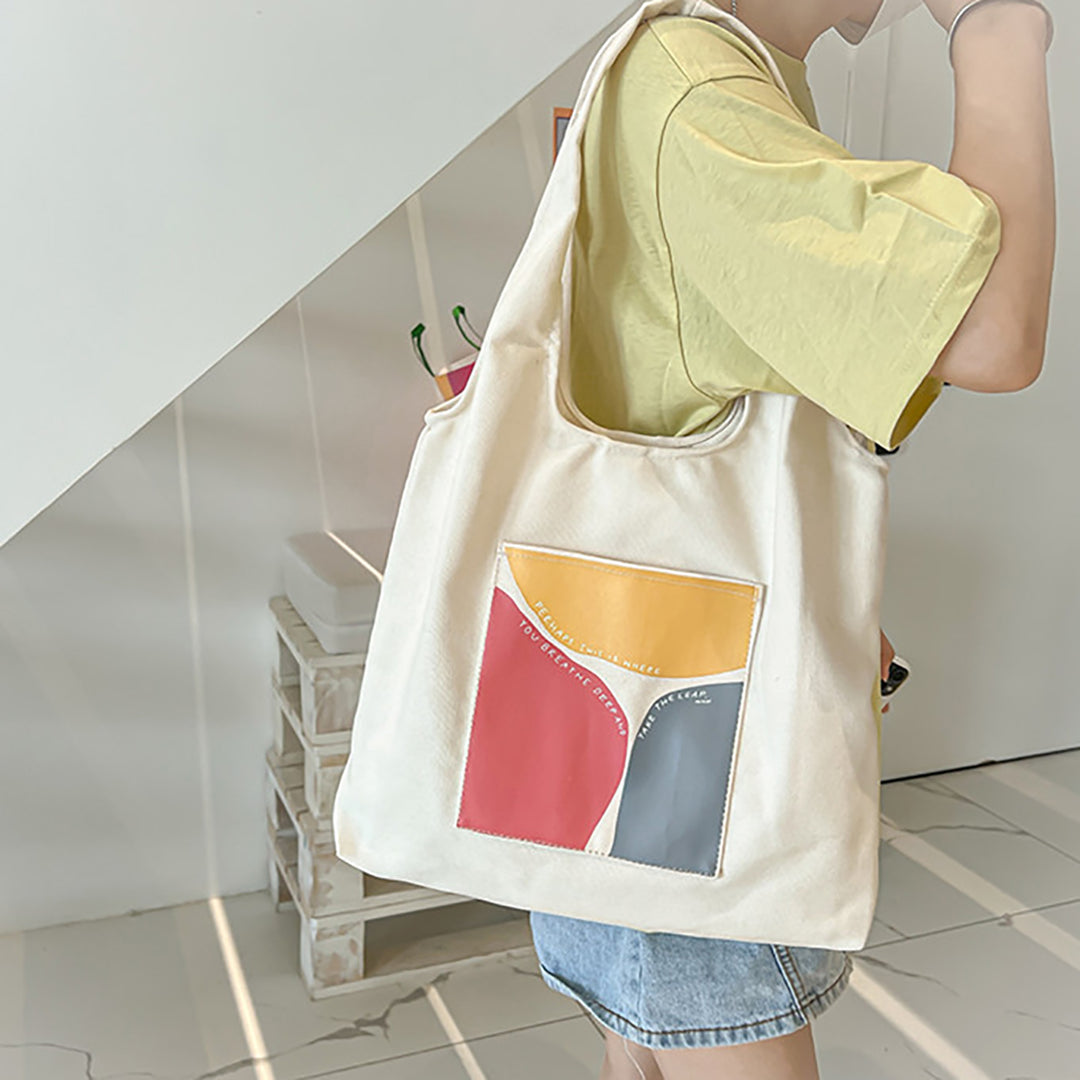 Simple Color Block Tote Bag