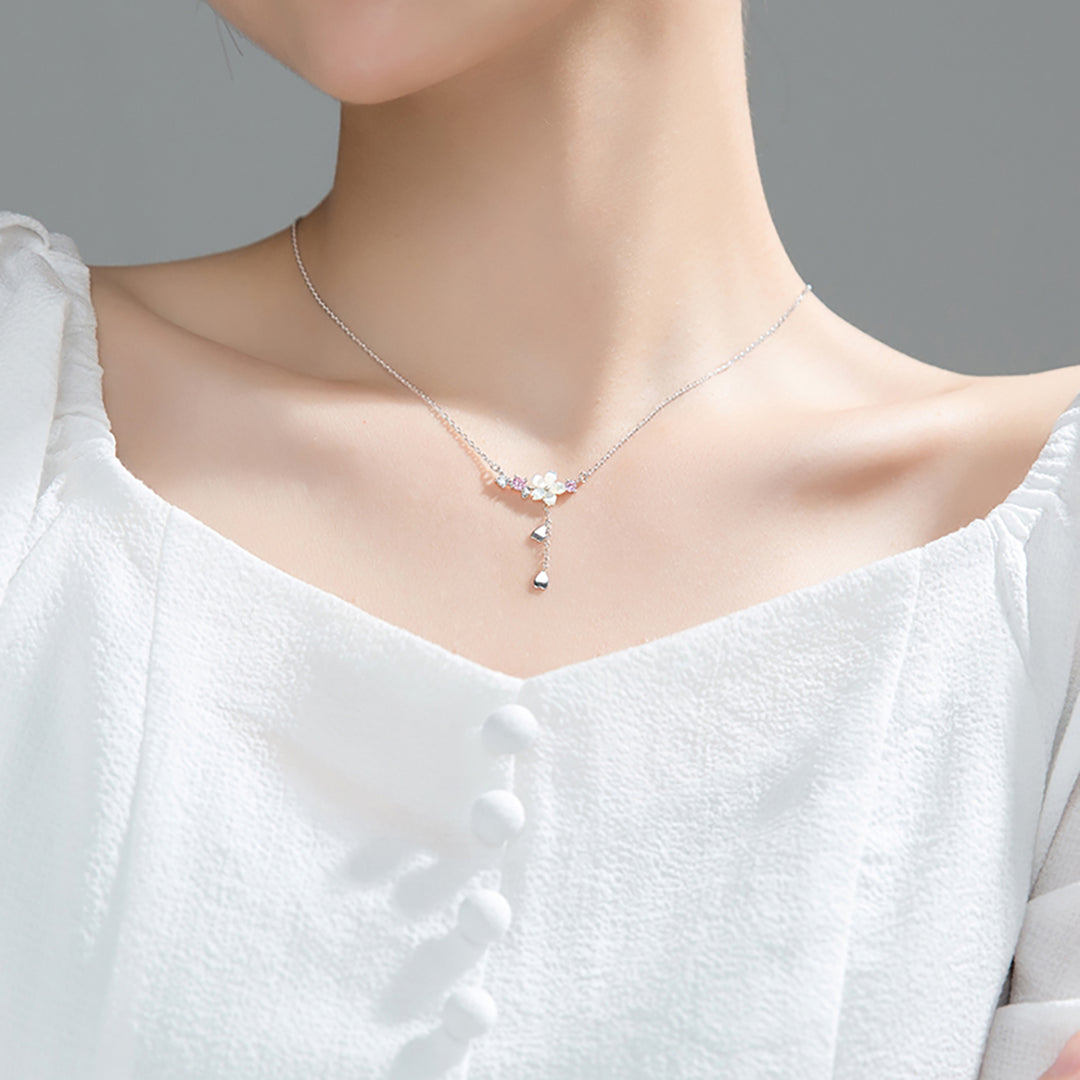 Sweet Sakura Silver Necklace