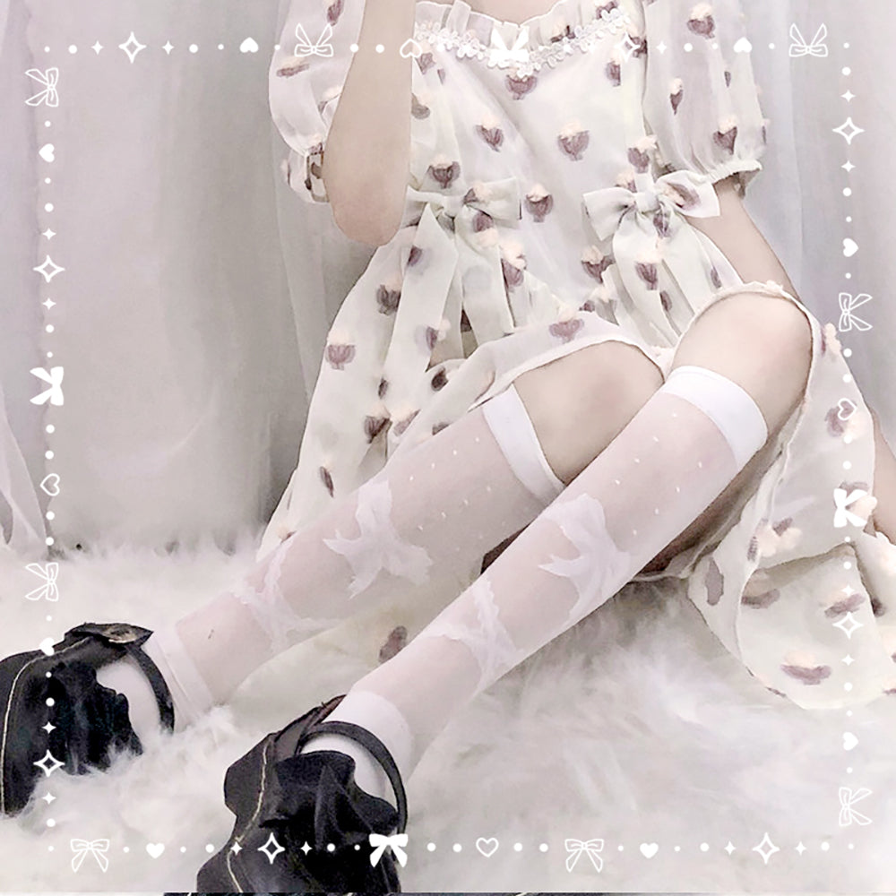 Sweet Lolita Lace Ribbon Knee High Socks