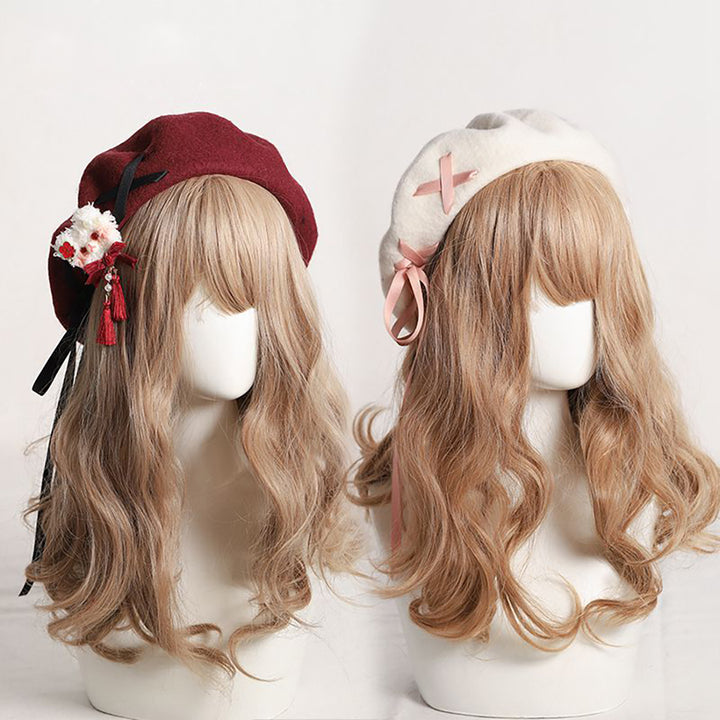 Sweet Retro Bear Ribbon Beret Hat