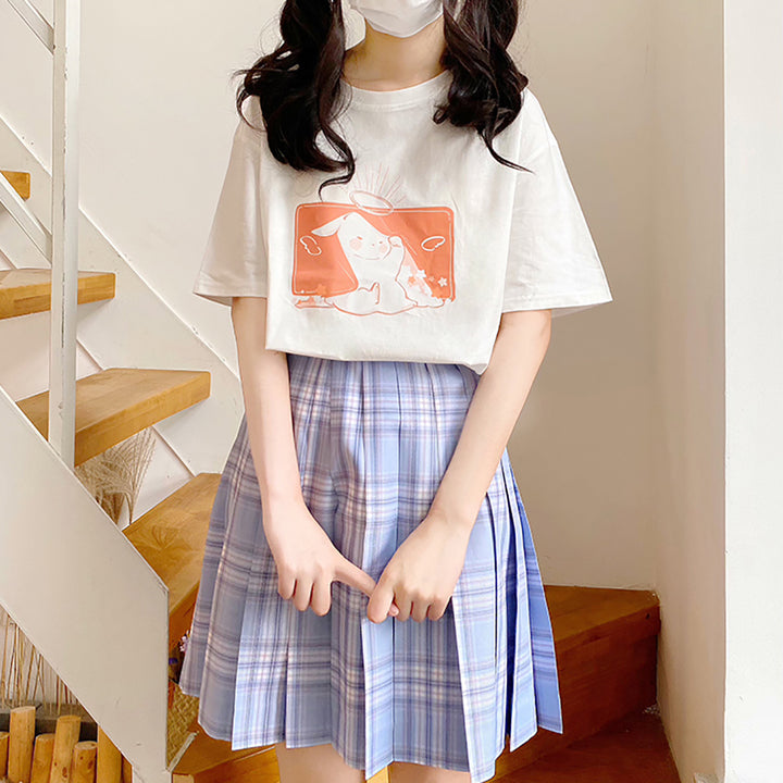 Japanese Rabbit Print Summer T-shirt