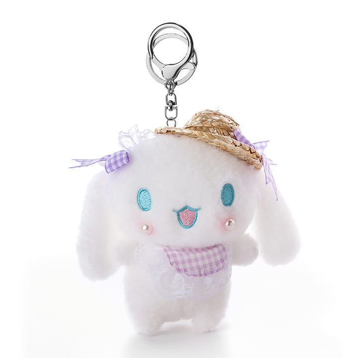 Adorable White Bunny Summer Hat Keychain