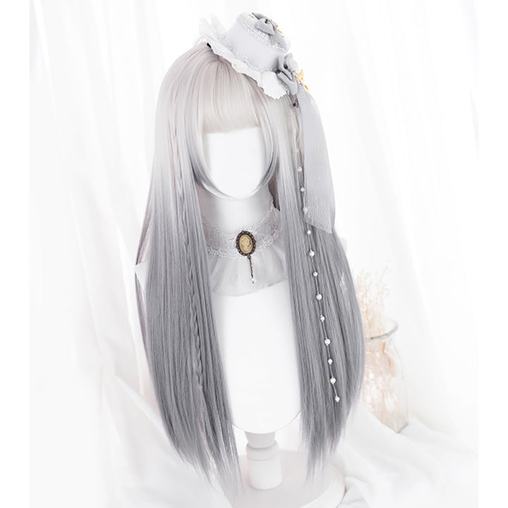 Lolita Gray White Long Straight Wig