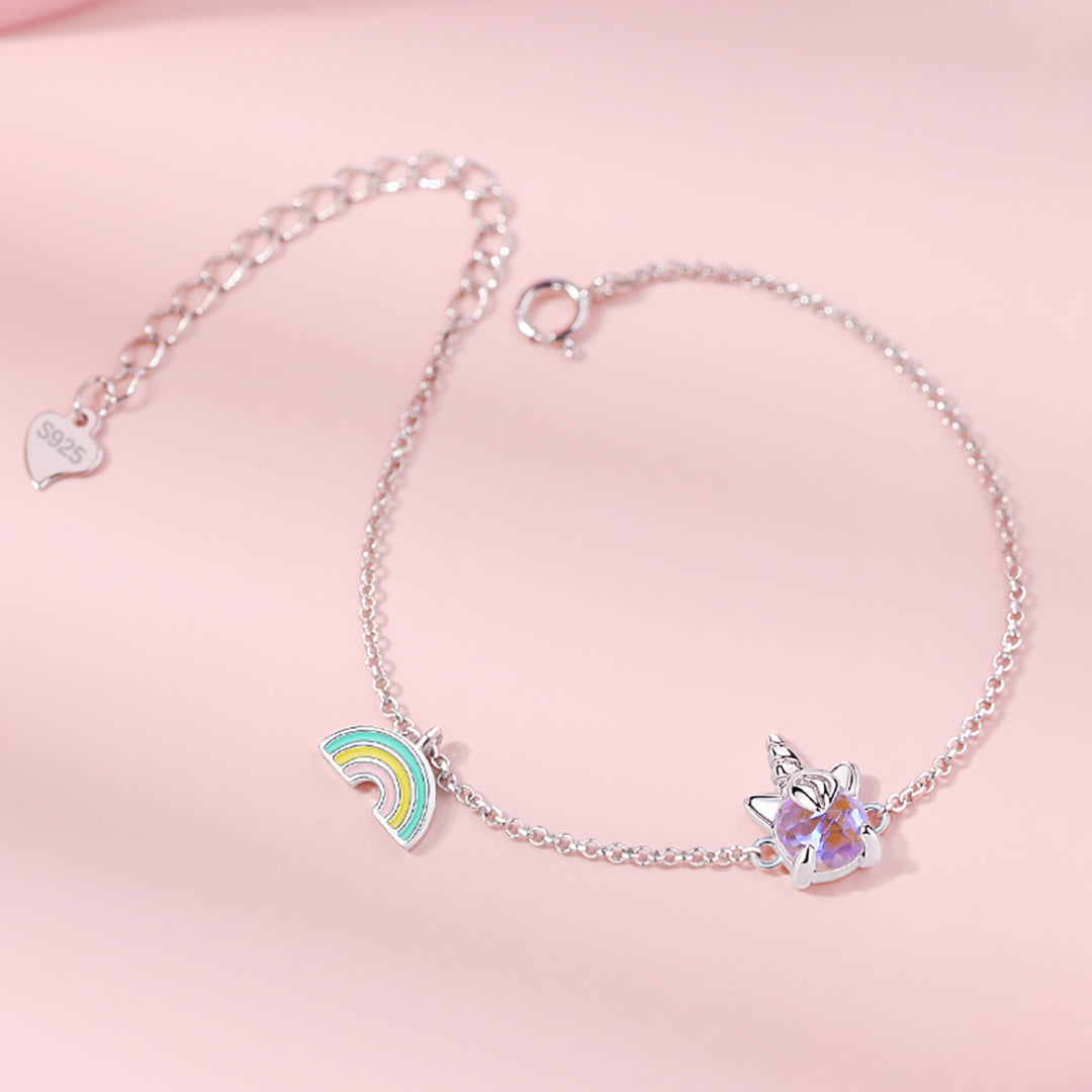Rainbow Unicorn Silver Bracelet