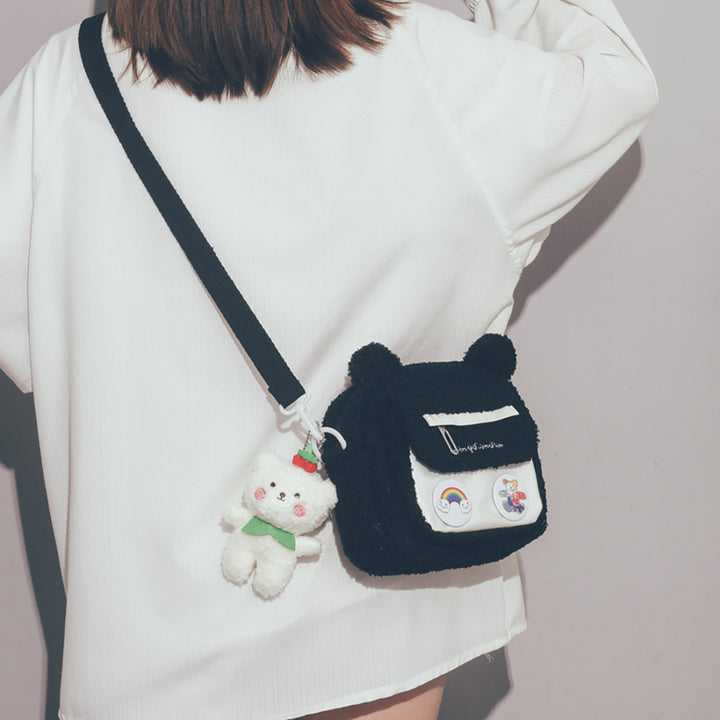 Bear Pattern Furry Crossbody Bag