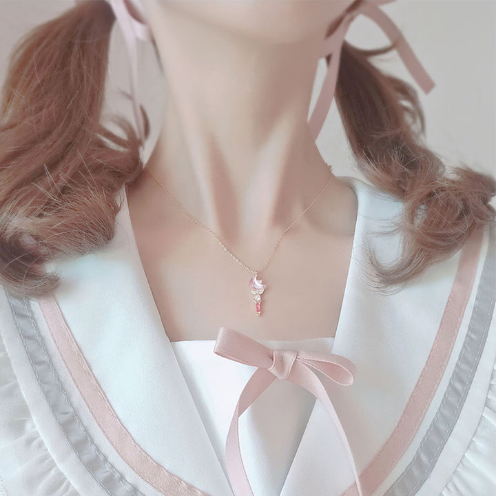 Magical Fairy Wand Pendant Silver Necklace