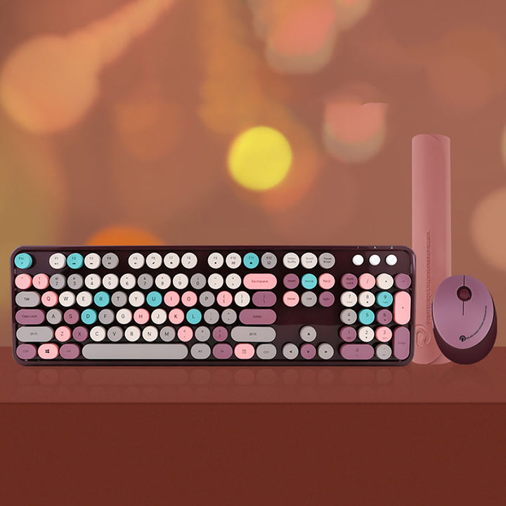 Vintage Colorful Keyboard & Mouse Set