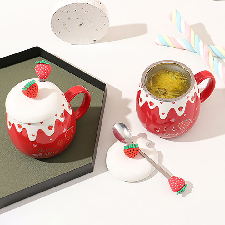 Cute Strawberry Cup with Spoon