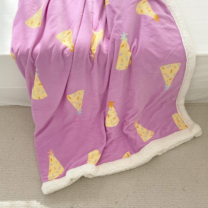 Party Hat Print Velvet Fleece Blanket