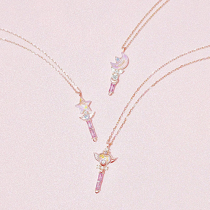 Magical Fairy Wand Pendant Silver Necklace