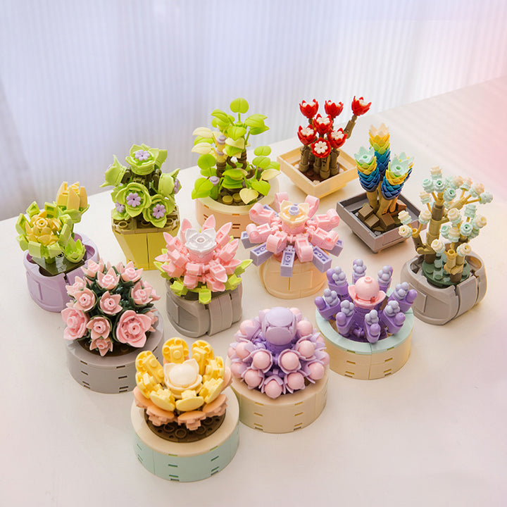 mini bonsai flowers building block