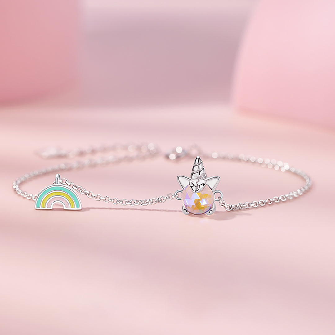Rainbow Unicorn Silver Bracelet