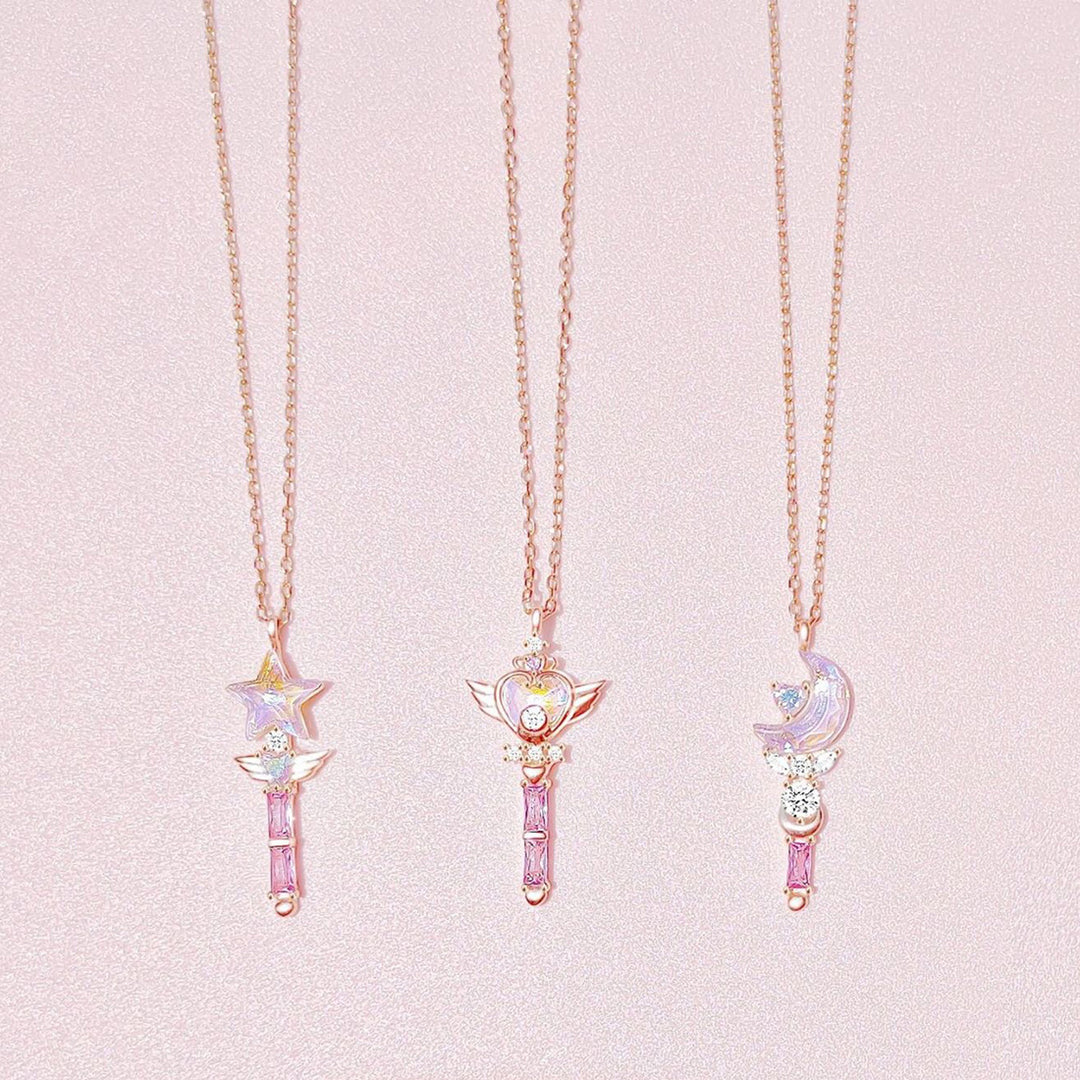 Magical Fairy Wand Pendant Silver Necklace