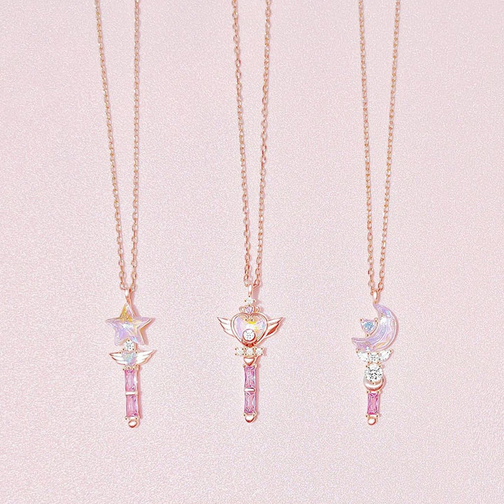 Magical Fairy Wand Pendant Silver Necklace