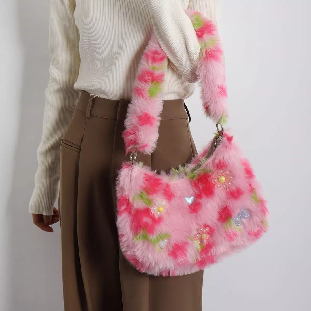 Strawberry Fluffy Shoulder Bag-dolliefae