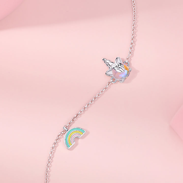 Rainbow Unicorn Silver Bracelet