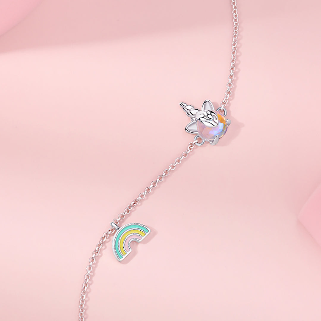 Rainbow Unicorn Silver Bracelet