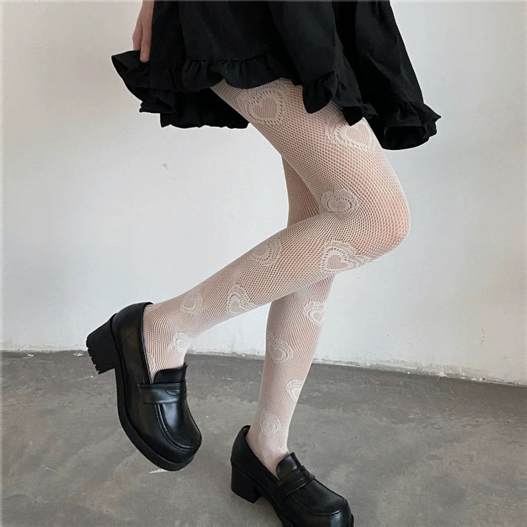 Love Heart Mesh Stocking Tights