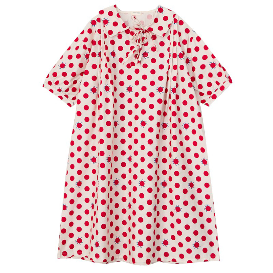 Red Dots Printed Loose Dress