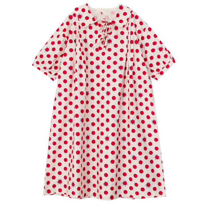 Red Dots Printed Loose Dress
