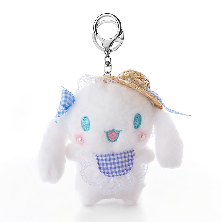 Adorable White Bunny Summer Hat Keychain
