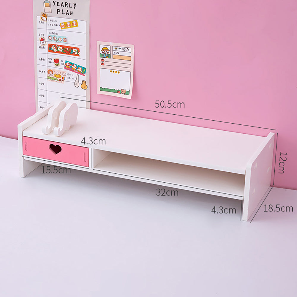 Kawaii Hearts Pink Wooden Desk Organizer